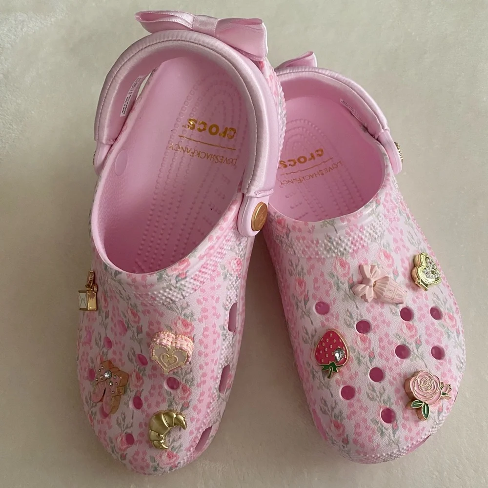 CROCS x Love Shack Fancy Pink Milk Floral Clogs - Picture 6 of 9